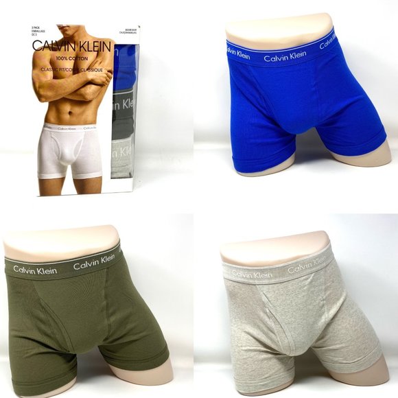 Calvin Klein Other - Calvin Klein 3 Pack Men Blue Brown Gray Cotton Classic Fit Boxer Brief NB4003908